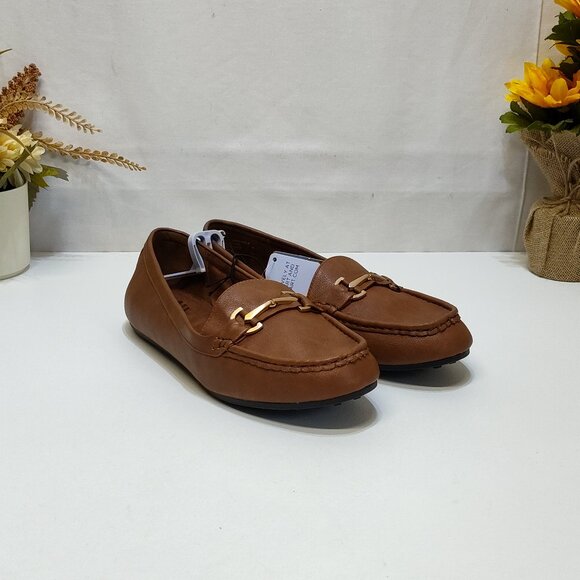 Aerosoles Buckle Loafer Day Drive Moccasin 12W Cognac Flexible Diamond Outsole - Picture 1 of 10